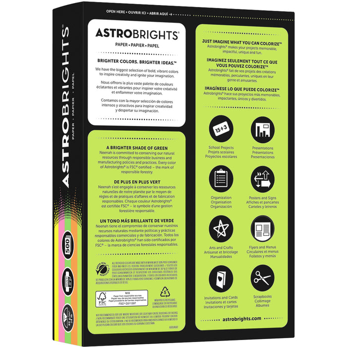 Astrobrights Color Copy Paper - "Neon" ,  5 Assorted Colours