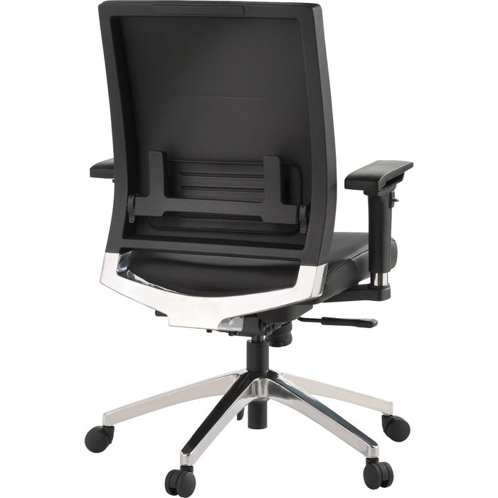 Lorell Lower Back Swivel Executive Chair - Black Leather Seat - 5-star Base - Black - 1 Each