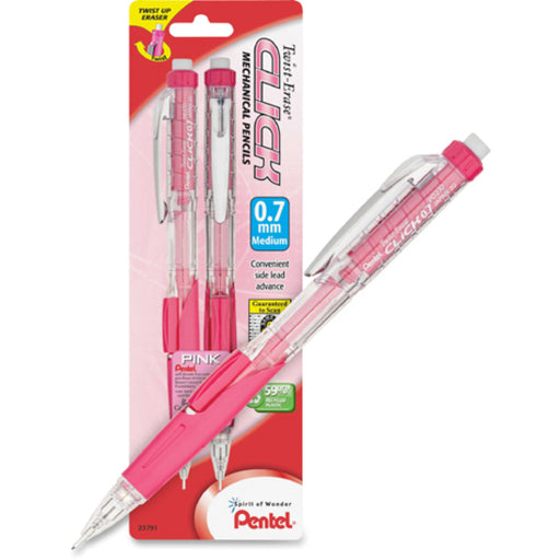 Pentel Twist Erase Pink Click Mechanical Pencils