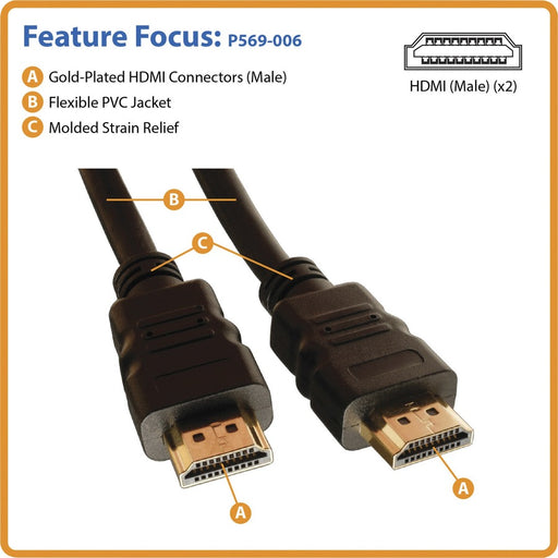 Tripp Lite High Speed HDMI Cable with Ethernet, UHD 4K, Digital Video with Audio (M/M), 16 ft. (4.88 m)