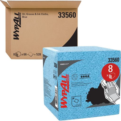 Wypall Power Clean Oil, Grease & Ink Quarterfold Disposable Wipes