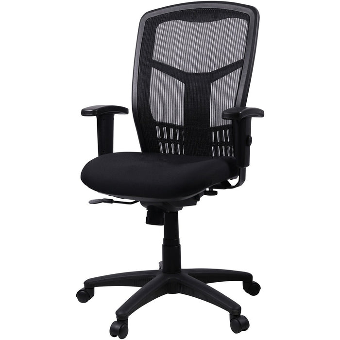 Lorell Executive High-back Swivel Chair - Black Fabric Seat - Steel Frame - Black - 1 Each