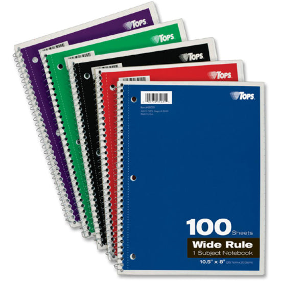 TOPS Wide Rule 1-subject Spiral Notebook