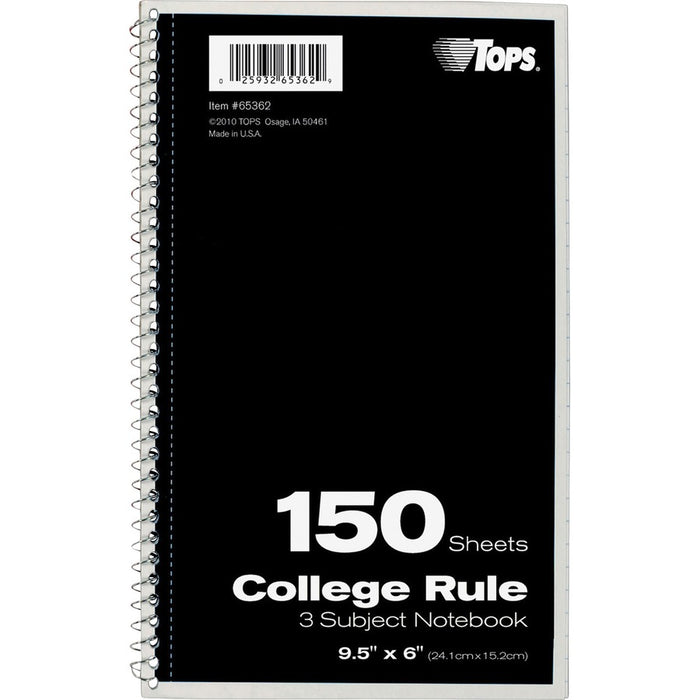 TOPS 3-subject College Ruled Notebook