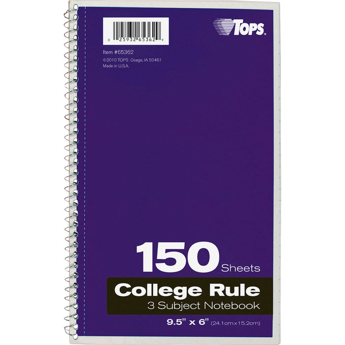 TOPS 3-subject College Ruled Notebook