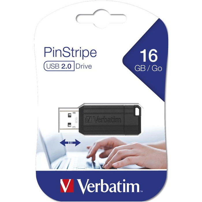 Verbatim 16GB Pinstripe USB Flash Drive - Black