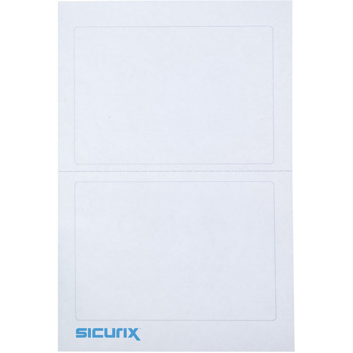 SICURIX Visitor Badge - 100 / BX - 3 1/2 x 2 1/4 Length - Removable Adhesive - Rectangle - Plain White - 100 / Box - Self-adhesive, Easy Peel