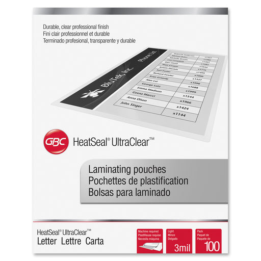 GBC HeatSeal UltraClear Thermal Laminating Pouches