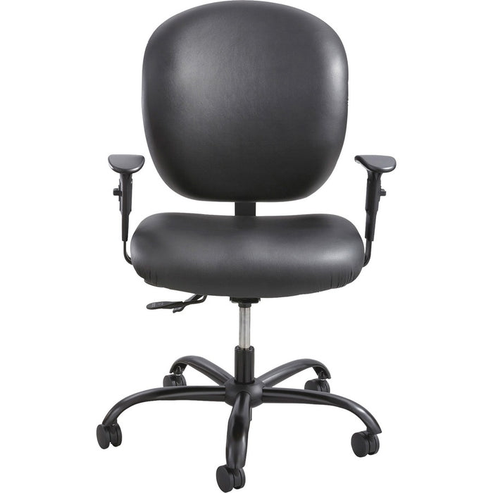 Safco Alday 24/7 Task Chair - Black Polyester Seat - Black Vinyl Back - 5-star Base - Black - 1 Each