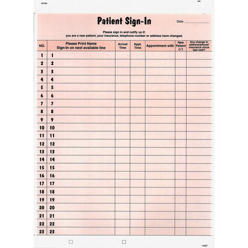 Tabbies Patient Sign-In Label Forms