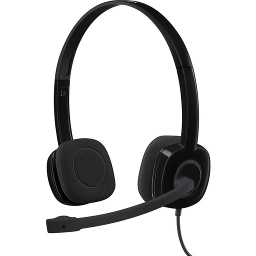 Logitech H151 Stereo Headset with Rotating Boom Mic (Black) - Stereo - 3.5MM AUDIO JACK CONNECTION - Wired - In-Line Control - 22 Ohm - 20 Hz - 20 kHz - Over-the-head - 5.9 ft Cable - Black