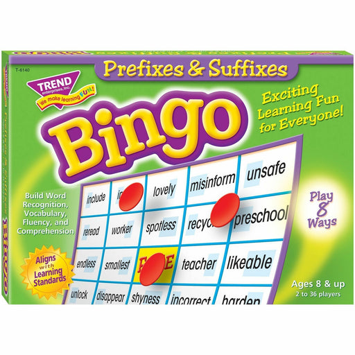 Trend Prefixes and Suffixes Bingo Game