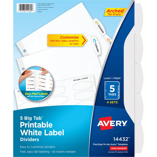 Avery® Big Tab Printable Label Dividers, Easy Peel Labels, 5 Tabs