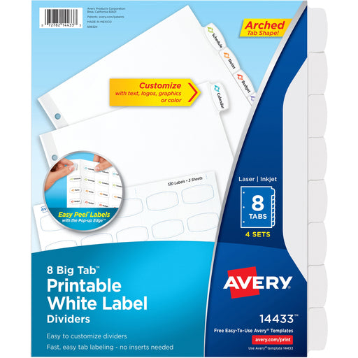 Avery® Big Tab Printable Label Dividers, Easy Peel Labels, 8 Tabs