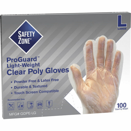 Safety Zone Clear Powder Free Polyethylene Gloves