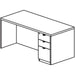 Lorell Prominence 2.0 Mahogany Laminate Box/Box/File Right-Pedestal Desk - 3-Drawer