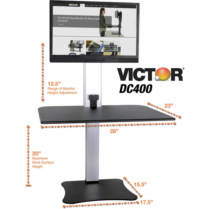 Victor High Rise Electric Single Monitor Standing Desk Workstation