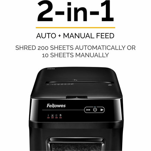 Fellowes AutoMax™ 200M Micro-Cut Auto Feed 2-in-1 Office Paper Shredder with Auto Feed 200-Sheet Capacity