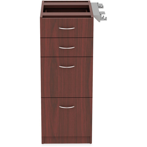 Lorell Relevance Series Mahogany Laminate Office Furniture Storage Cabinet - 4-Drawer