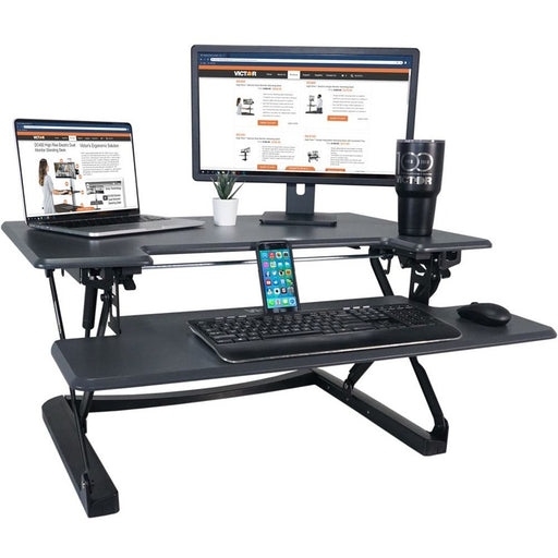 Victor High Rise Height Adjustable Standing Desk with Keyboard Tray (36" , Gray)