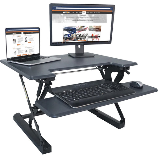 Victor High Rise Height Adjustable Standing Desk with Keyboard Tray (31" , Gray)