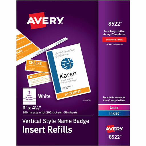 Avery® Vertical Style Name Badge with Insert Refills