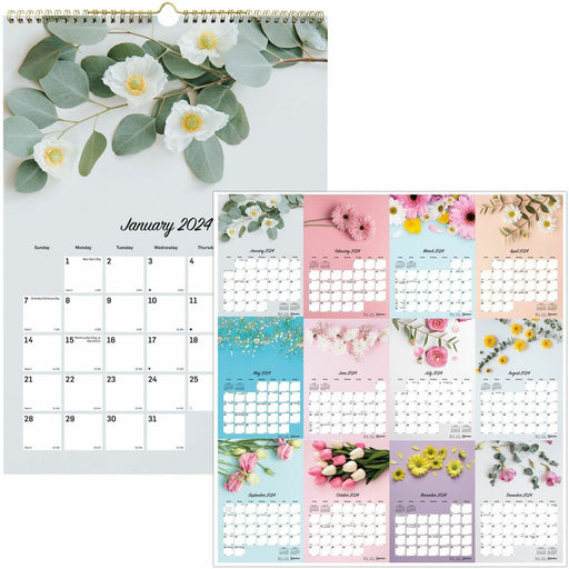 Blueline Romantic Floral Wall Calendar
