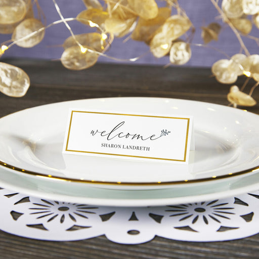 Avery® Place Cards With Gold Border 1-7/16" x 3-3/4" , 65 lbs. 150 Cards