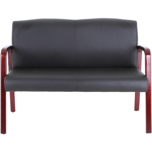 Lorell Wood & Leather Love Seat