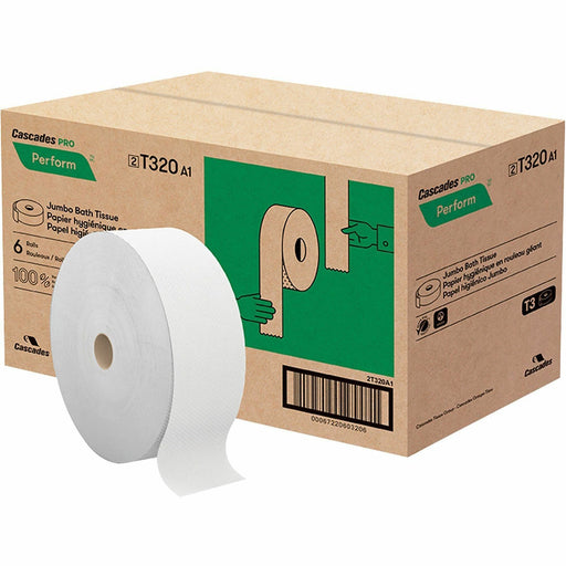Cascades Perform Jumbo Toilet Paper, 2 Ply, White (T320)