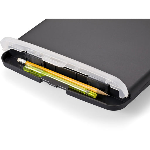Officemate Slim Clipboard Storage Box w/Low Profile Clip, Charcoal (83308)