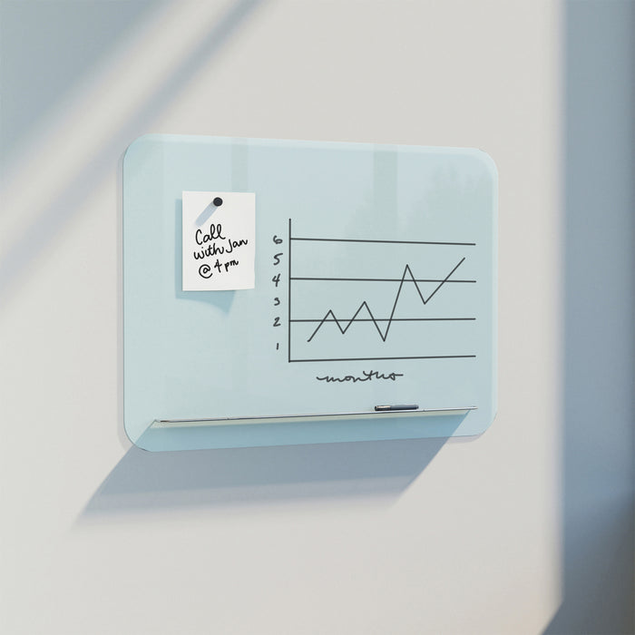 U Brands Magnetic White Glass Dry-Erase Board, 35" X 23"