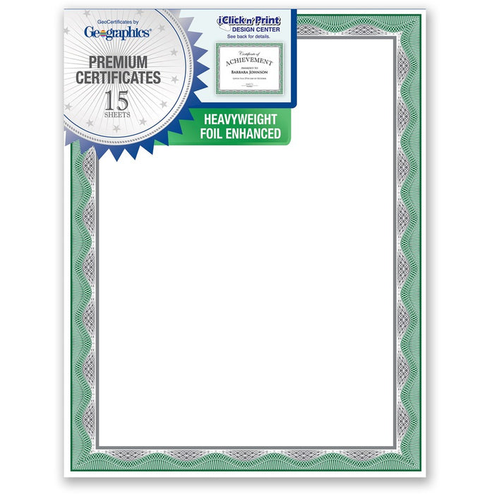 Geographics Silver Foil Award Certificates