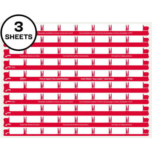 Avery® 8 Tab Easy Print & Apply Clear Label Sheet Refills (11226)