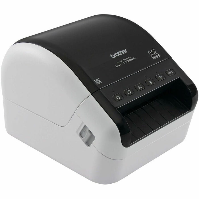 Brother QL-1110NWBC Desktop Direct Thermal Printer - Monochrome - Label Print - Ethernet - USB - Bluetooth - White, Glossy Black