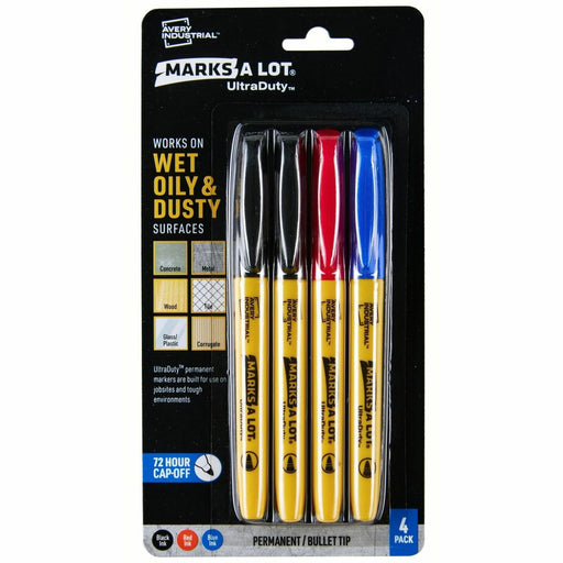 Avery® UltraDuty Markers, Bullet Tip, 4 Assorted Markers (29848)