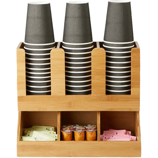 Mind Reader 6-Compartment Cup/Lid Bamboo Organizer