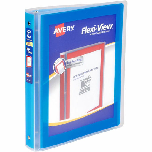 Avery® Flexi-View 3 Ring Binder, 1 Inch Round Rings, 1 Blue Binder