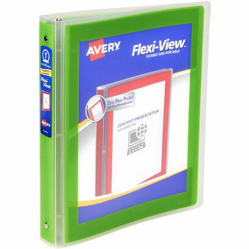 Avery® Flexi-View 3 Ring Binder, 1 Inch Round Rings, 1 Chartreuse Green Binder