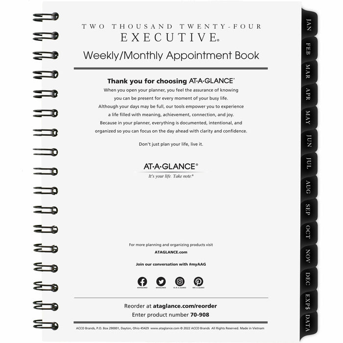 At-A-Glance Executive Weekly/Monthly Appointment Book Refill