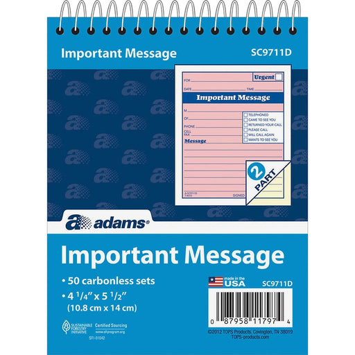 Adams Spiral-bound Phone Message Booklet
