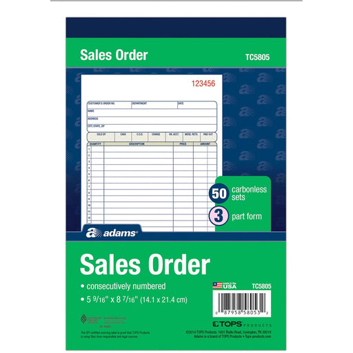 Adams Carbonless 3-part Sales Order Books