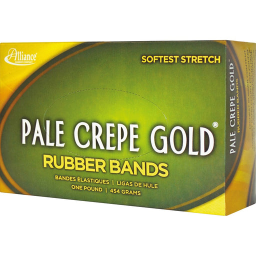 Alliance Rubber 20645 Pale Crepe Gold Rubber Bands - Size #64 - 1 lb Box
