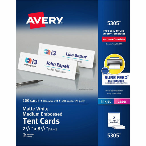 Avery® Printable Embossed Tent Cards - Uncoated - 2-Sided Printing