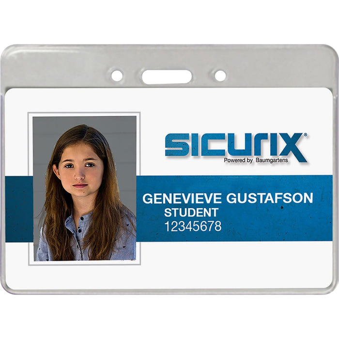 SICURIX Proximity Badge Holder - 50 / PK - Support 3.50 x 2.37 Media - Horizontal - Vinyl - 50 / Pack - Clear