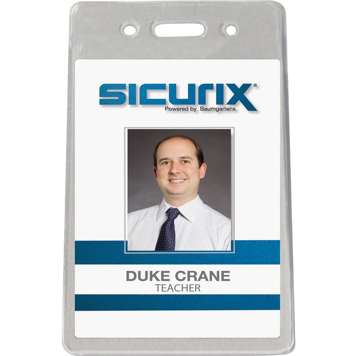 SICURIX Proximity Badge Holder - 50 / PK - Support 2.37 x 3.50 Media - Vertical - Vinyl - 50 / Pack - Clear