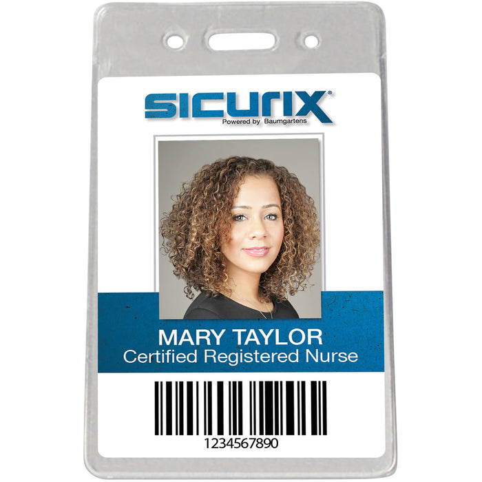 SICURIX Proximity Badge Holder - 50 / PK - Support 2.37 x 3.50 Media - Vertical - Vinyl - 50 / Pack - Clear