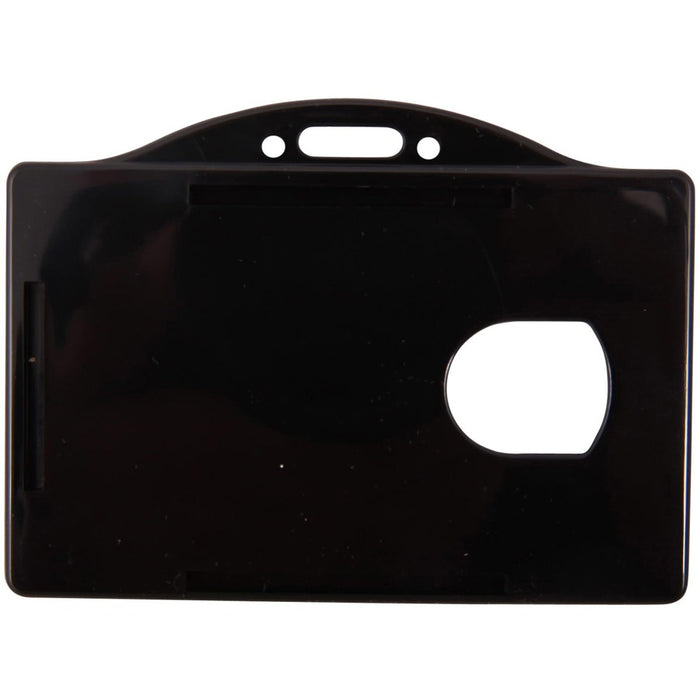 SICURIX Horizontal Black Frame ID Card Holder - 25 / PK - Plastic - 25 / Pack - Black