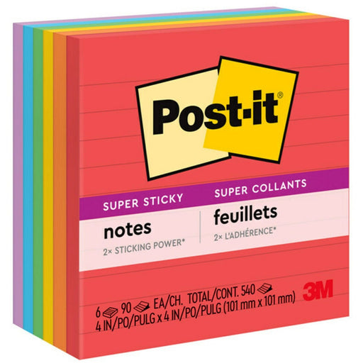 Post-it® Super Sticky Lined Notes - Playful Primaries Color Collection