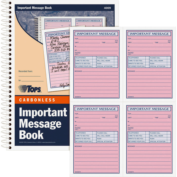 TOPS 4CPP Important Phone Message Book